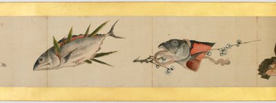 Detalle de un rollo de mano con imágenes diversas, Período Edo de Katsushika Hokusai
