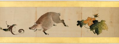 Detalle de Pergamino con Imágenes Misceláneas, Periodo Edo, 1839 de Katsushika Hokusai