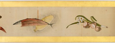 Detalle de Pergamino con Imágenes Misceláneas, Periodo Edo, 1839 de Katsushika Hokusai