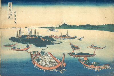 La isla Tsukuda en la provincia de Musashi (de la serie de imágenes 36 vistas del monte Fuji). 1830-33 de Katsushika Hokusai