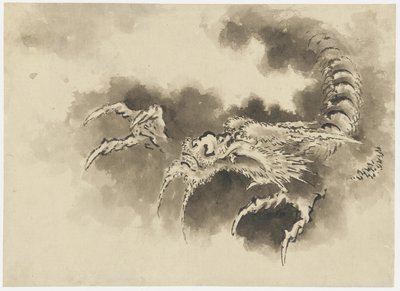 Dragón emergiendo de las nubes, período Edo de Katsushika Hokusai