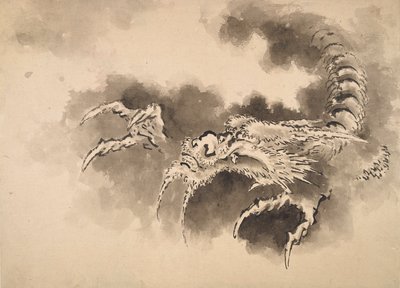 Dragón emergiendo de las nubes, período Edo, siglo XIX de Katsushika Hokusai