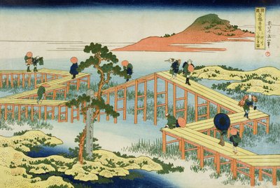 Puente de ocho partes, provincia de Mucawa, Japón, c.1830 de Katsushika Hokusai