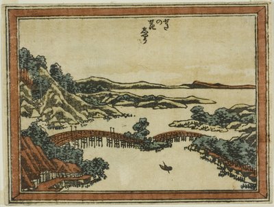 Brillo vespertino en Seta (Seta no sekisho), de la serie Ocho vistas de Omi en estilo de grabado (Doban Omi hakkei) de Katsushika Hokusai