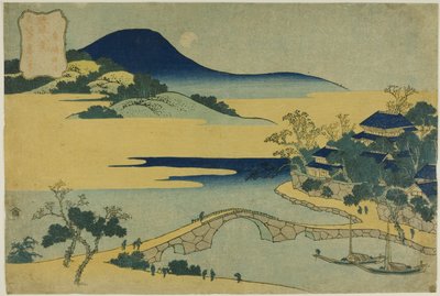 Luna vespertina en Izumizaki (Izumizaki yagetsu), de la serie "Ocho vistas de las islas Ryukyu (Ryukyu hakkei)" de Katsushika Hokusai