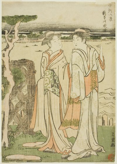 Campana vespertina en el templo Mii de Katsushika Hokusai