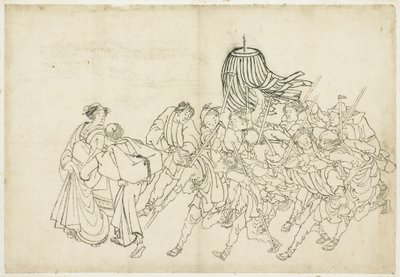 Bomberos Marchando a su Festival, 1615-1868 de Katsushika Hokusai