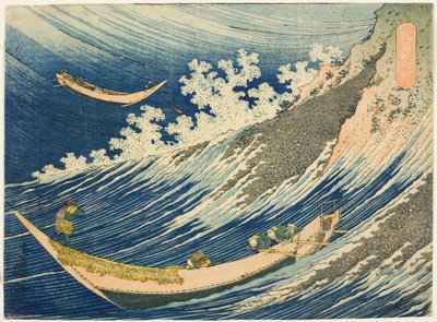 Barcos de pesca en Choshi en Shimosa (Soshu Choshi) de la serie "Mil imágenes del océano (Chie no umi)" de Katsushika Hokusai