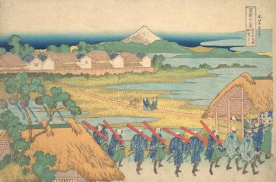 Vista del Fuji desde el Barrio de Placer de Senju de Katsushika Hokusai