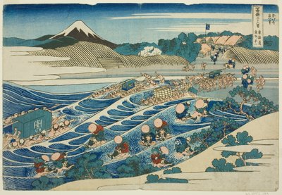 Fuji desde Kanaya en el Tokaido (Tokaido Kanaya no Fuji), de la serie Treinta y seis vistas del monte Fuji (Fugaku sanjurokkei) de Katsushika Hokusai