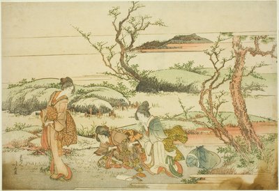 Recolectando Verduras de Primavera, del álbum "Fuji en Primavera" de Katsushika Hokusai