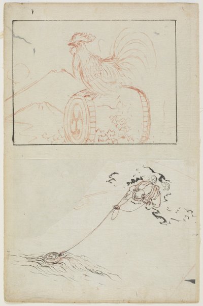 Dios del Trueno y su tambor de Katsushika Hokusai