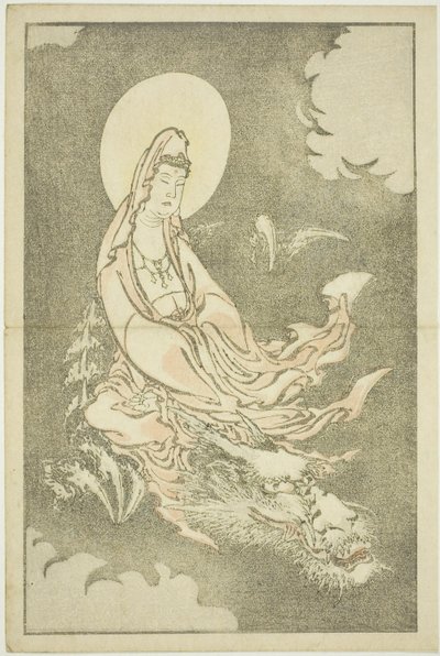Diosa cabalgando un dragón, de El libro de pinturas realistas de Hokusai (Hokusai shashin gafu), c.1814 (xilografía en color (hoja de álbum)) de Katsushika Hokusai
