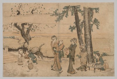 Grupo de figuras cerca de un arroyo, 1760-1849 de Katsushika Hokusai