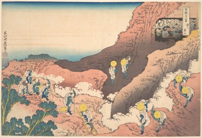 Grupos de alpinistas (Shojin tozan), de la serie «Las treinta y seis vistas del monte Fuji» (Fugaku sanjūrokkei) de Katsushika Hokusai