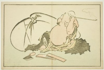 Hotei fumando su pipa, del Libro de pinturas realistas de Hokusai de Katsushika Hokusai