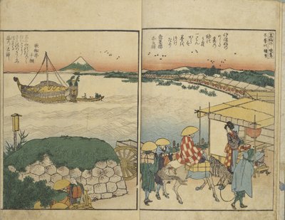 Libro ilustrado con vistas de ambas orillas del río Sumida de Katsushika Hokusai
