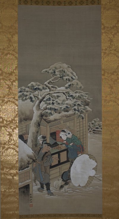 Frente a una tienda, 1780 de Katsushika Hokusai