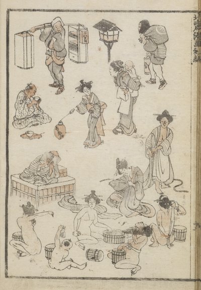 Baño japonés (xilografía) de Katsushika Hokusai