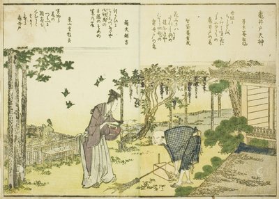Santuario Kameido Tenjin, del vol. 1 del libro ilustrado "Vistas Finas de la Capital del Este de un Vistazo (Toto shokei ichiran)" de Katsushika Hokusai