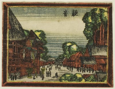 Templo Kannon (Kannon), de la serie Imágenes al estilo holandés: Ocho vistas de Edo de Katsushika Hokusai