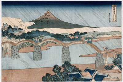 Puente Kintai, Provincia de Suo, de la serie Vistas maravillosas de puentes famosos en todas las provincias de Katsushika Hokusai