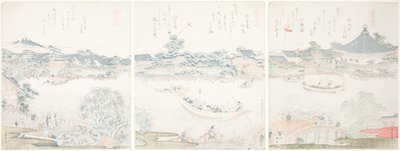 Salón Komagata y ribera del río O-umaya, de la serie "Una selección de caballos (Uma zukushi)" de Katsushika Hokusai