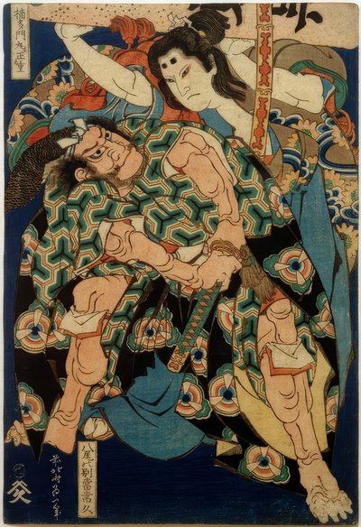 Kusunoki Tamonmaru Masashige y Yao no bettô Tsunehisa de Katsushika Hokusai