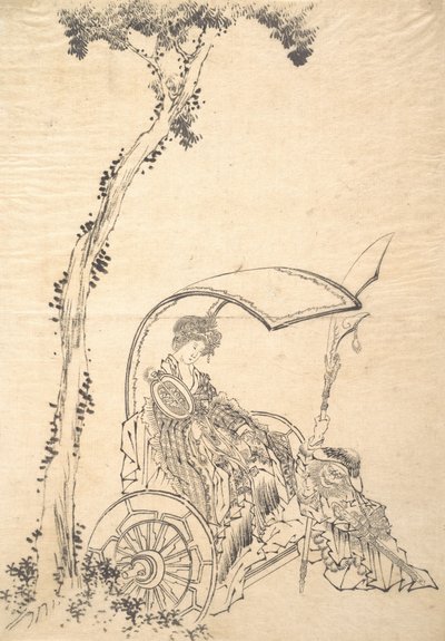 Dama en un carro de Katsushika Hokusai