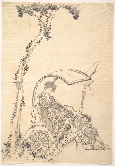 Una dama en una carroza de Katsushika Hokusai