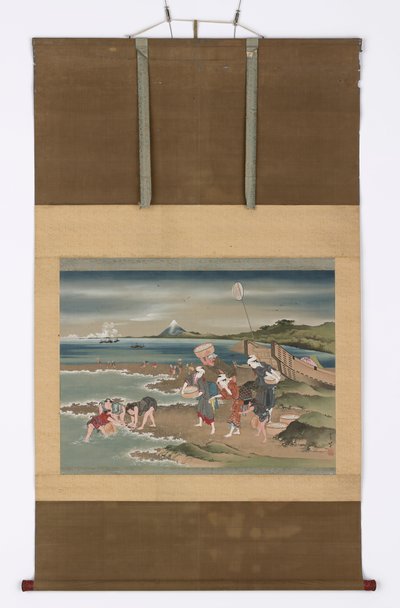 Paisaje: recolectores de almejas en la orilla, finales del siglo XVIII-principios del siglo XIX de Katsushika Hokusai