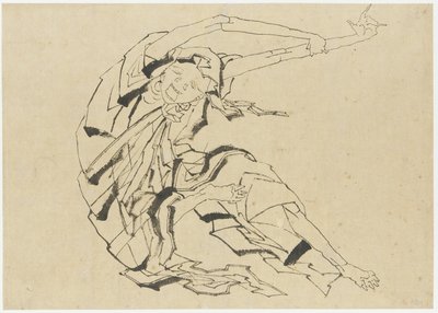 Hombre de brazos largos estirándose, período Edo de Katsushika Hokusai