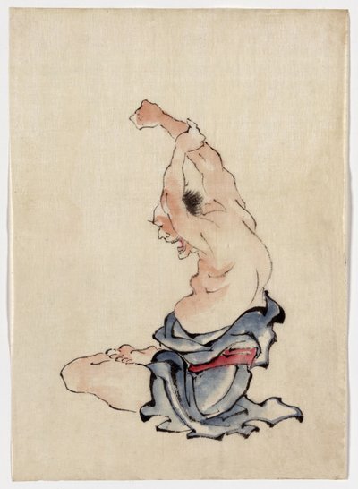 Hombre estirándose, publicado 1830-50 de Katsushika Hokusai