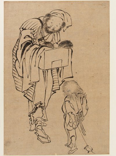 Hombre y niño, Periodo Edo de Katsushika Hokusai