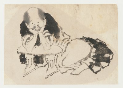 Hombre sentado con un reposabrazos, período Edo, siglo XIX de Katsushika Hokusai