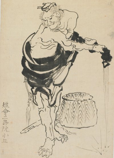 Hombre exprimiendo su túnica, finales del siglo XVIII-principios del siglo XIX de Katsushika Hokusai