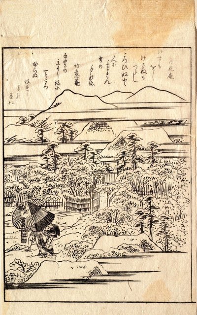 Flores de luna en la nieve, de un álbum de poesía kyōka de Katsushika Hokusai