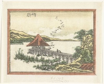 Gansos posados ​​en Katata Katata no rakugan (título sobre el objeto) Ocho vistas grabadas de la provincia de Omi (título de la serie) Doban Omi hakkei (título de la serie) de Katsushika Hokusai
