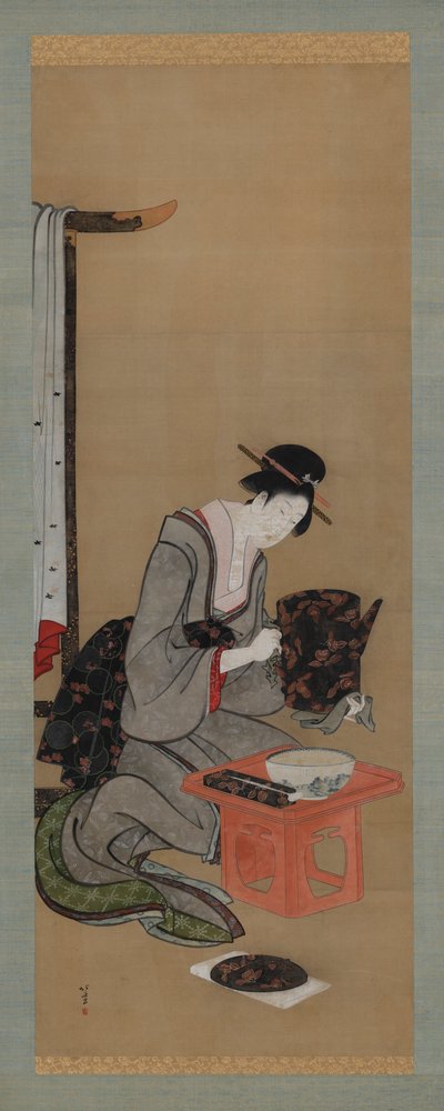 Costumbre de Año Nuevo: Maquillaje en la Mañana de Año Nuevo, período Edo de Katsushika Hokusai