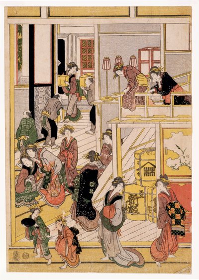 Días de Año Nuevo en la casa de té Ogi-ya, c.1810 de Katsushika Hokusai