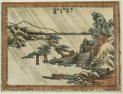 Lluvia nocturna en Karasaki, de la serie Ocho vistas de Omi en estilo de grabado de Katsushika Hokusai