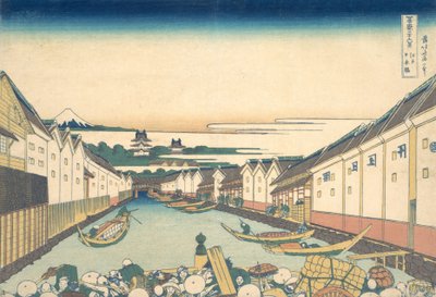 Nihonbashi en Edo, de la serie Treinta y Seis Vistas del Monte Fuji de Katsushika Hokusai