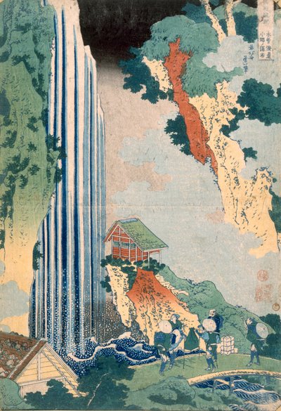 Cascada Ona en el Kisokaido, 1827 de Katsushika Hokusai