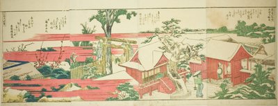 Páginas del libro ilustrado "Vistas Panorámicas a lo Largo de las Orillas del Río Sumida (Ehon Sumidagawa ryogan ichiran)" de Katsushika Hokusai