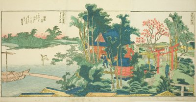 Páginas del libro ilustrado "Vistas panorámicas a lo largo de las orillas del río Sumida (Ehon Sumidagawa ryogan ichiran)" de Katsushika Hokusai
