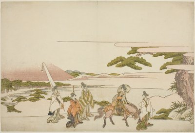 Parodia del viaje oriental de Ariwara no Narihira de Katsushika Hokusai
