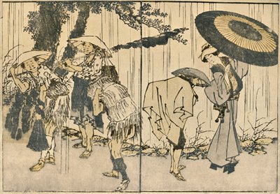Gente en la lluvia, 1819, 1924 de Katsushika Hokusai