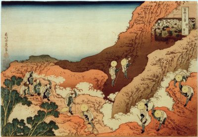 Peregrinos subiendo el monte Fuji de Katsushika Hokusai