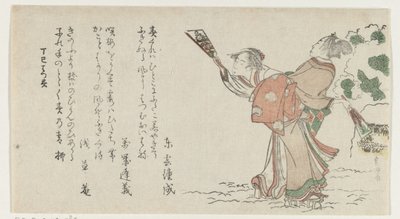 Plucker jugando hombre y mujer de Katsushika Hokusai