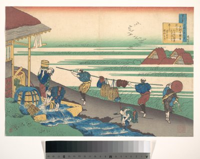 Poema de Dainagon Tsunenobu (Minamoto no Tsunenobu, Katsura no Dainagon), de la serie «Cien poemas explicados por la nodriza» (Hyakunin isshu uba ga etoki) de Katsushika Hokusai